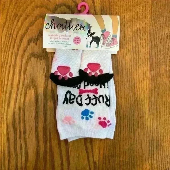 🌈 6/$60, NWT, Chatties Pet & Owner Sock Set, Ruff Day, Red Wine, Small Dog - Picture 3 of 3
